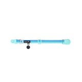 Aqua Coast dog collar with a black tag silencer, aluminum ring, silicon airtag holder, with the mint green magnetic buckle fully opened and lying on a white background