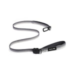 Gray Dog leash with black clip and black magnetic buckle on a white background