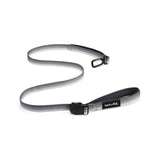 Gray Dog leash with black clip and black magnetic buckle on a white background