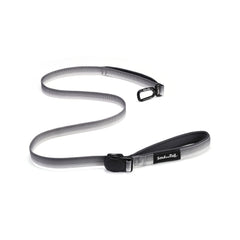 Gray Dog leash with black clip and black magnetic buckle on a white background