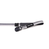 Gray dog leash with black magnetic buckle and 'Soul and Tail' branding on a white background
