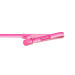Pink dog leash with a pink magnetic buckle, opened, on a white background