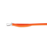 Orange lanyard with a metal clip on a white background