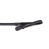 Black dog leash with a black magnetic buckle opened, on a white background