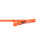 Orange dog leash with a brand label Soul and Tail, opened magnetic buckle, on a white background